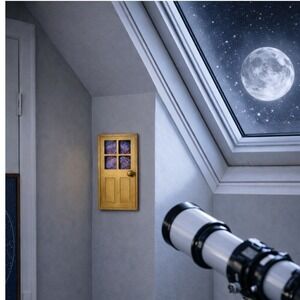 Unique Galaxy Door Wall Art Hand Painted Cosmic Scene 18x9